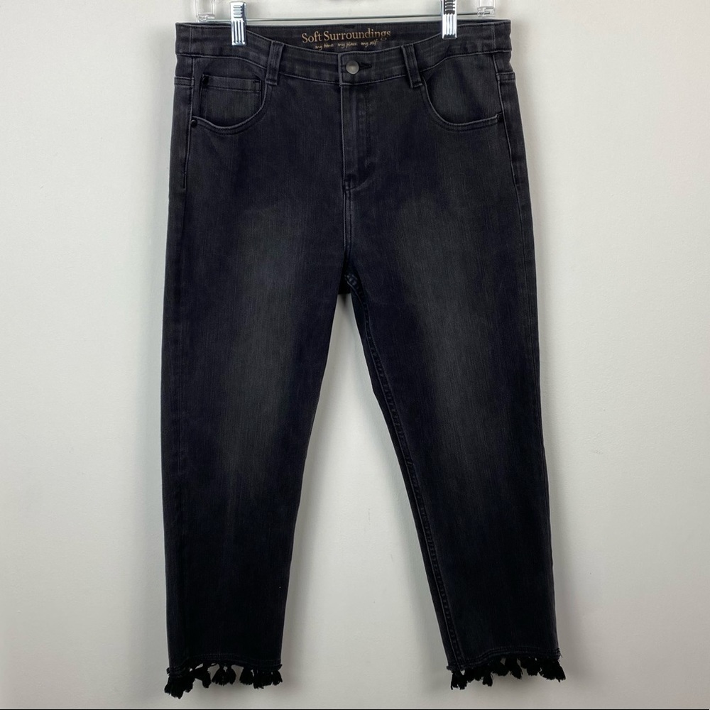 Soft Surroundings Black gray cropped tassel jeans - Picture 2 of 13